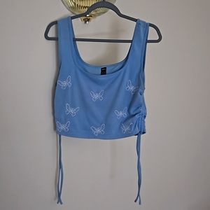 Butterfly tank top with drawstrings on the sides